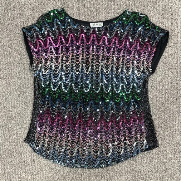 Joanna Tops - Vintage Joanna Top Womens Large Sequin Party Disco Blouse Festival Retro 70s 80s
